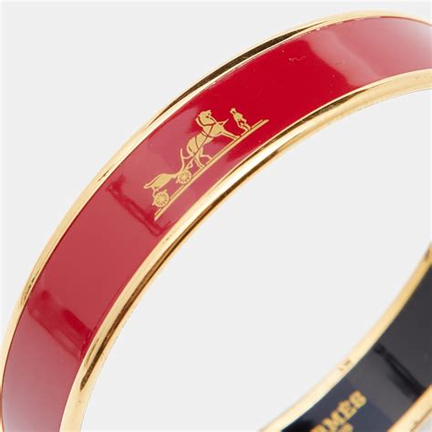 hermes caleche bracelet red|Hermes Red Enamel Gold Plated Caleche Narrow Bangle .